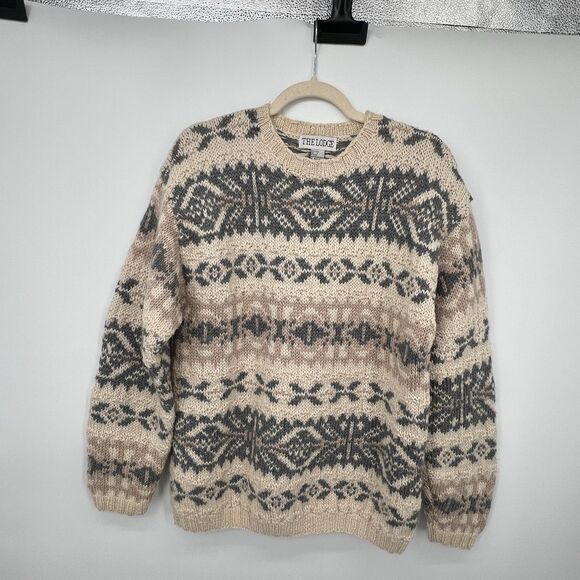 Vintage The Lodge Fair Isle Wool Sweater Mens Sz S Heavy Chunky Knit Cabincore - Picture 1 of 14